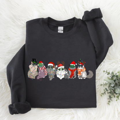 Funny Cats Christmas Sweatshirt - Meowy Christmas Shirt For Cat Lovers