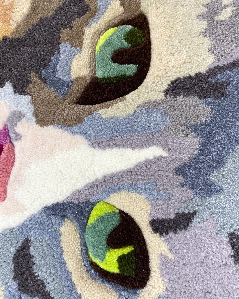 Custom Pet Portrait Tufted Rug, Personalized Animals Rug, Cat Portrait Handmade Rug