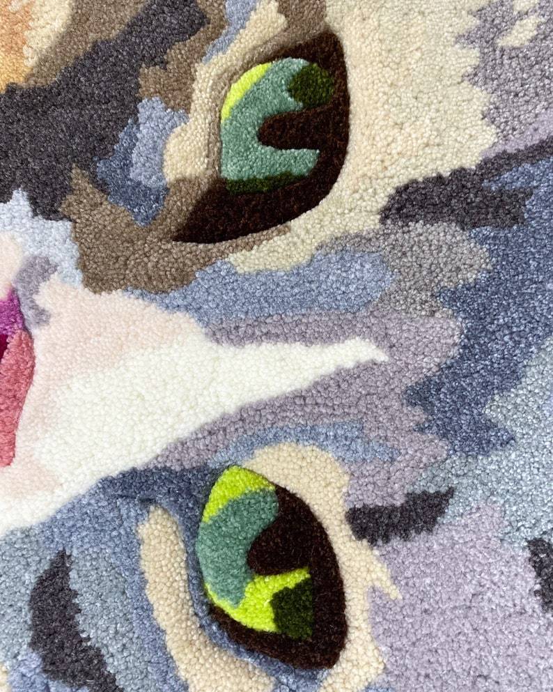 Custom Pet Portrait Tufted Rug, Personalized Animals Rug, Cat Portrait Handmade Rug