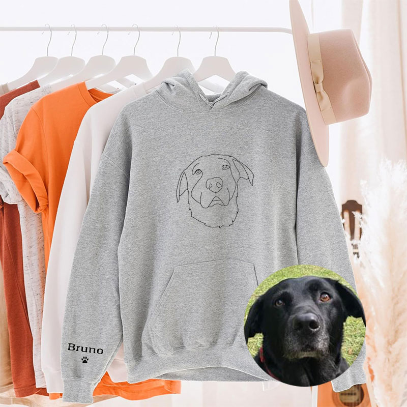 Custom Embroidered Pet Outline Portrait Hoodie/Sweatshirt/T-shirt