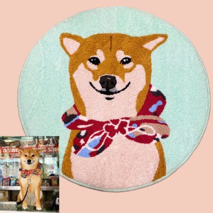 Custom Pet Portrait Rug - Personalized Cartoon Pet Rug Handmade Custom Pet Portrait Tufted Rug