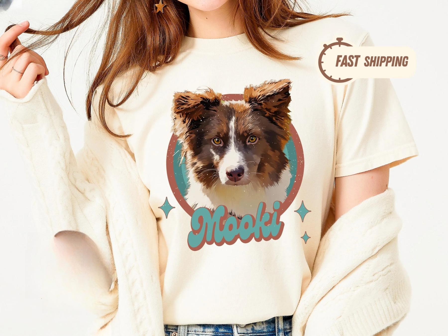 Vintage Retro Pet Shirt Pet Photo + Name Custom Dog Portrait Sweatshirt Hoodie T-shirt