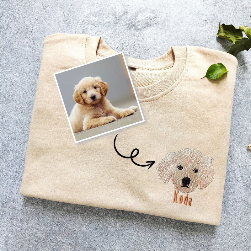 Custom Embroidered Pet Sweatshirt, Personalized with Your Pet’s Photo Embroidery Hoodie