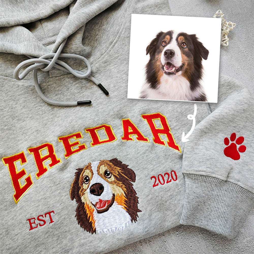 Custom Embroidered Hoodie/Sweatshirt With Pet Portrait