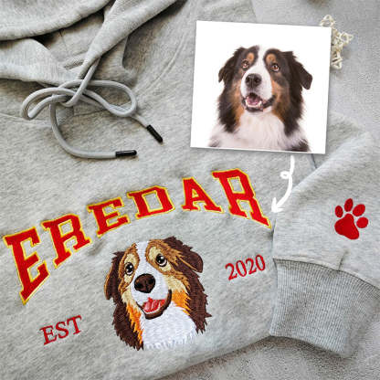 Custom Embroidered Hoodie/Sweatshirt With Pet Portrait