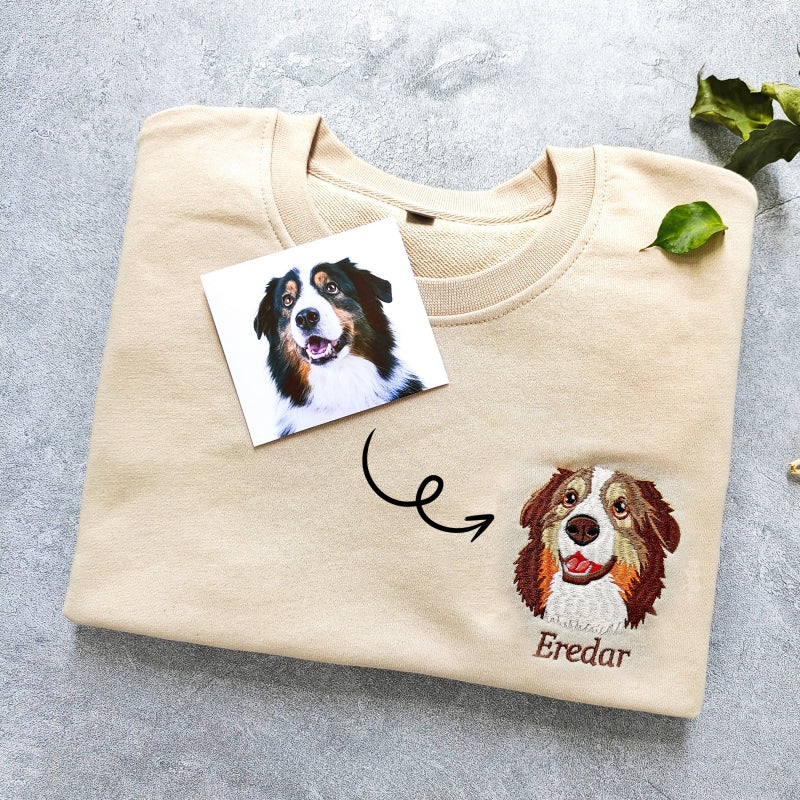 Personalized Pet Portrait Embroidered Sweatshirt T-shirt Hoodie
