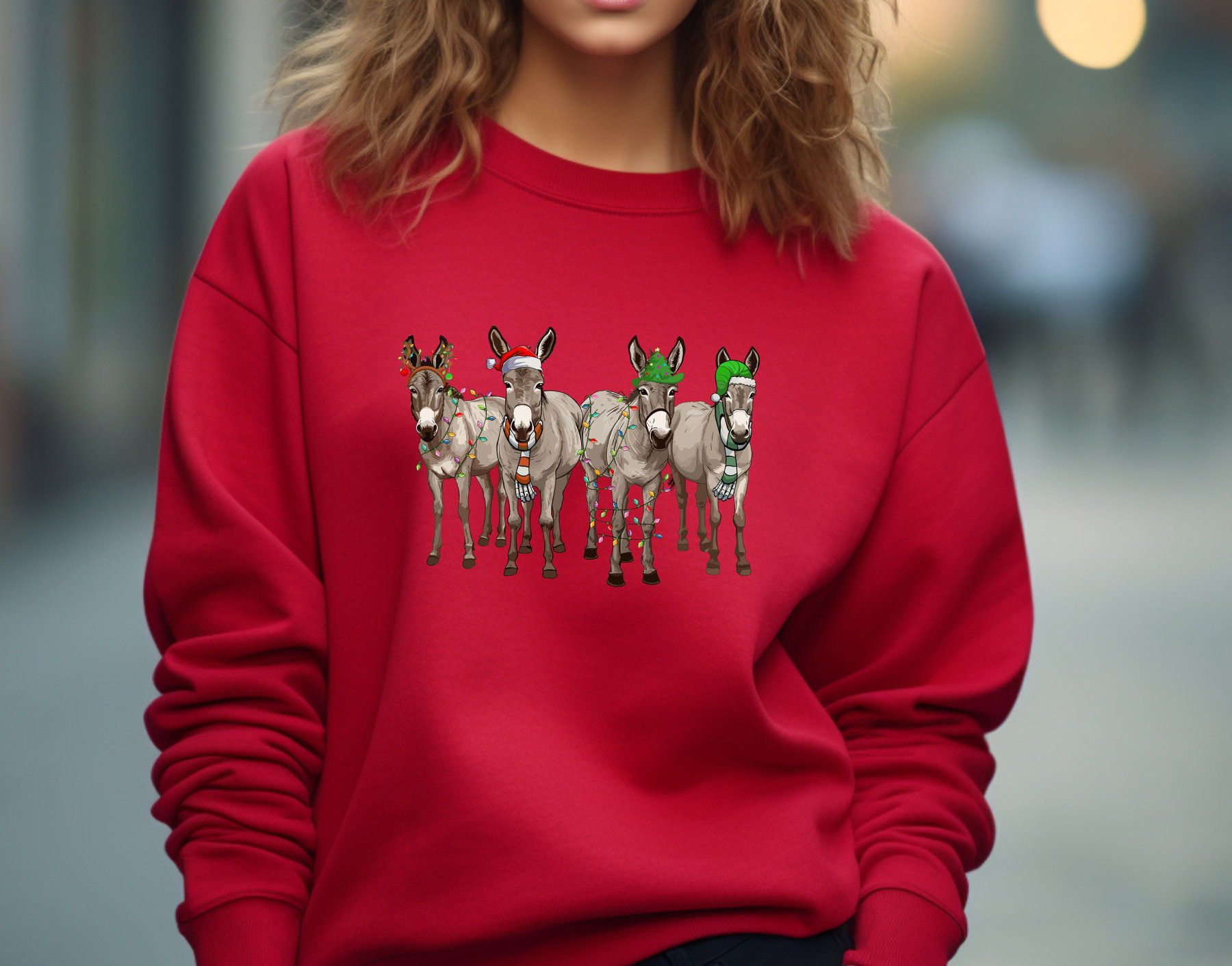 Christmas Donkey Sweatshirt, Farm Christmas Donkey Hoodie Christmas Season Donkey Lover Gift