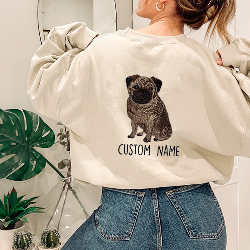 Custom Pet Fullbody Fullcolor Embroidered T-shirt Sweatshirt Hoodie