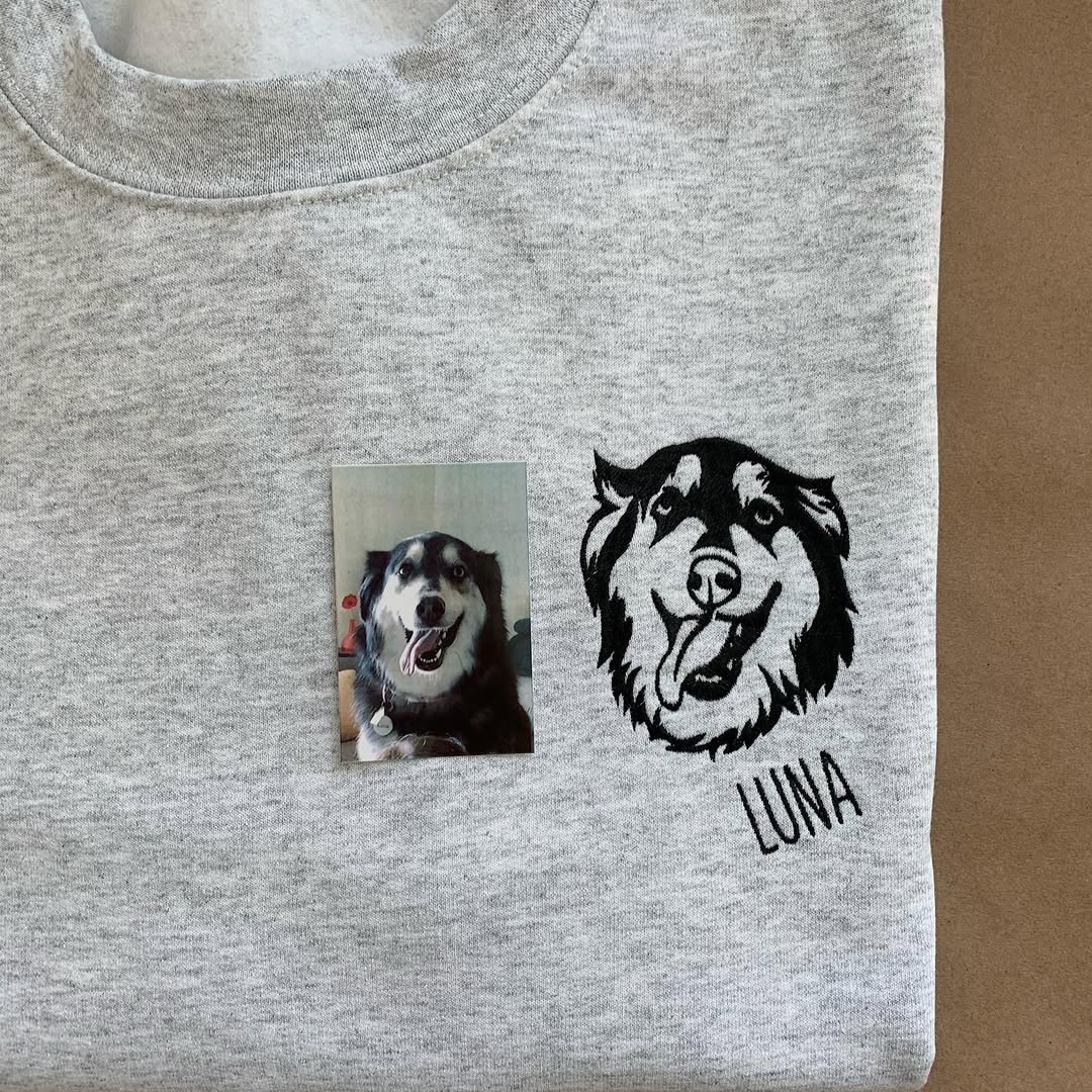 Custom Embroidered Pet Face Tee, Sweatshirt, Hoodie