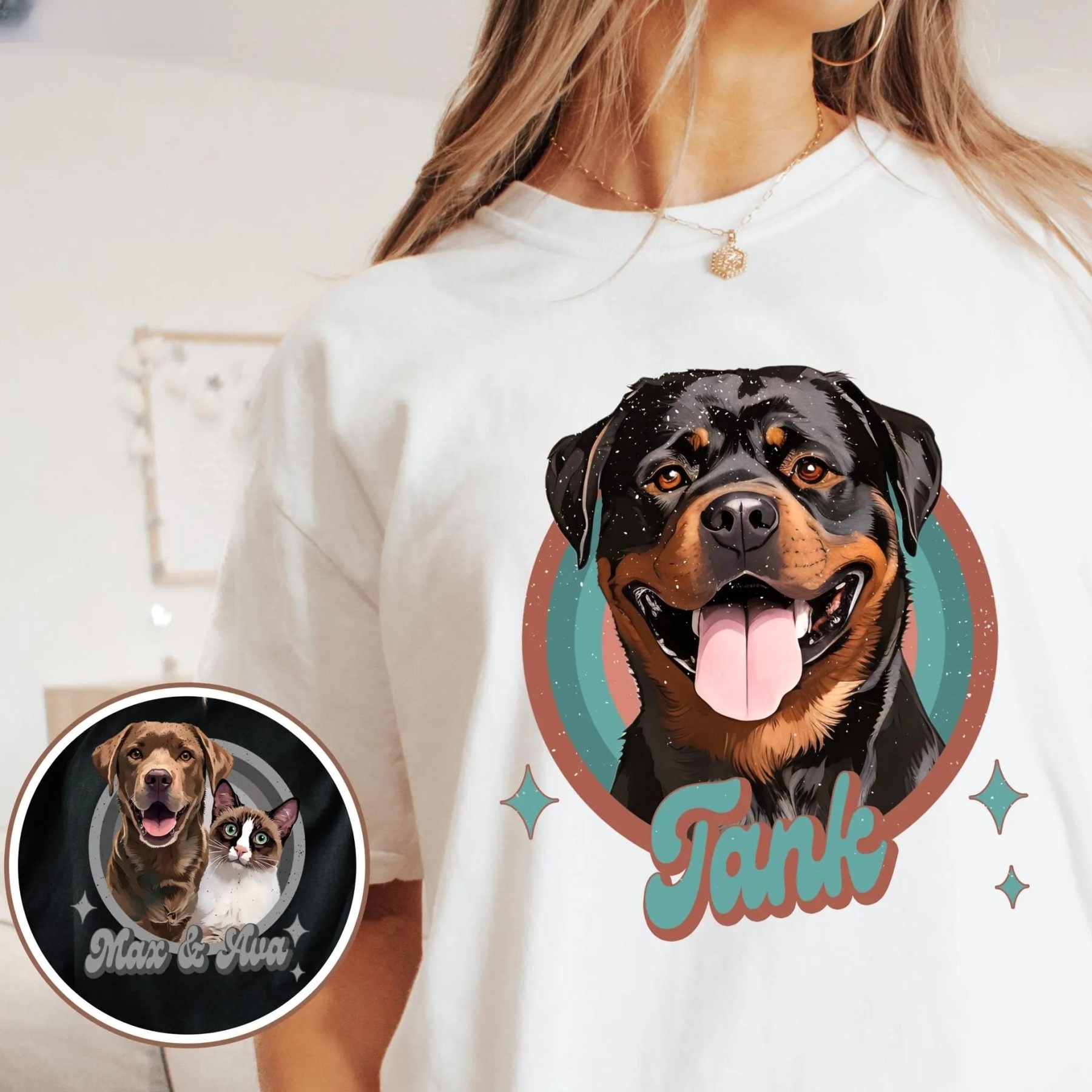 Vintage Retro Pet Shirt Pet Photo + Name Custom Dog Portrait Sweatshirt Hoodie T-shirt
