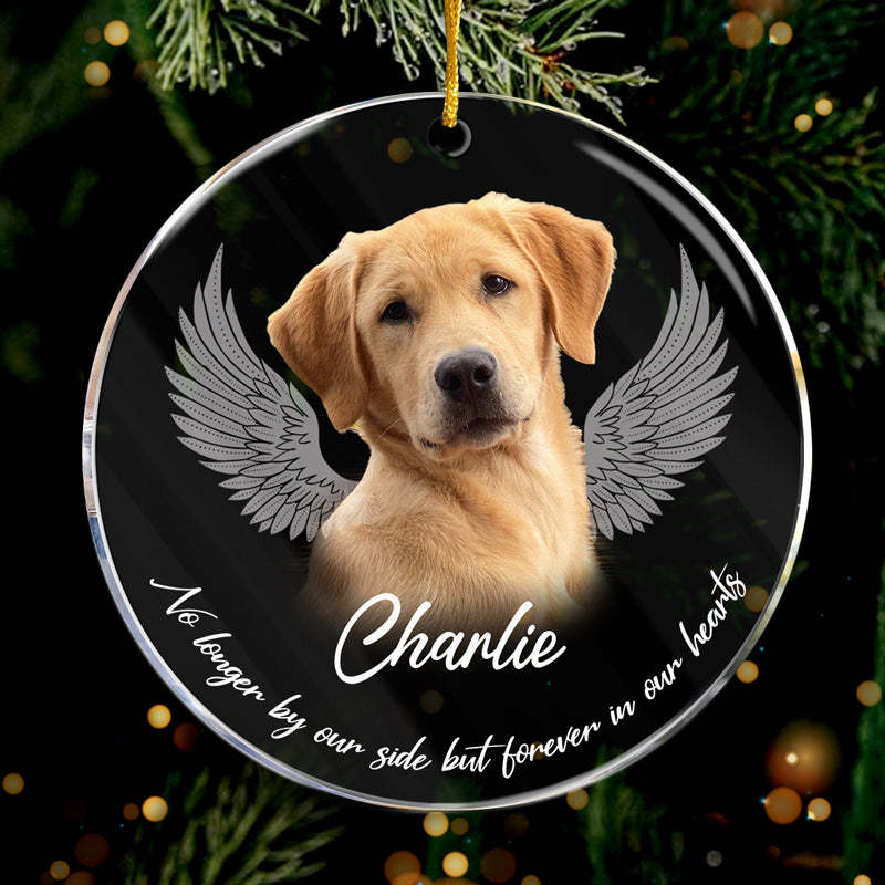 Custom Photo Forever In Our Hearts - Memorial Personalized Custom Ornament - Acrylic Round Shaped - Christmas Gift, Sympathy Gift For Pet Owners, Pet Lovers