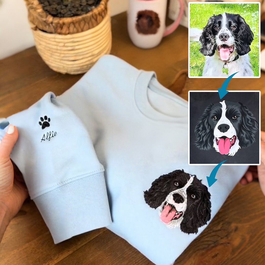 Personalized Pet Portrait Embroidered Sweatshirt
