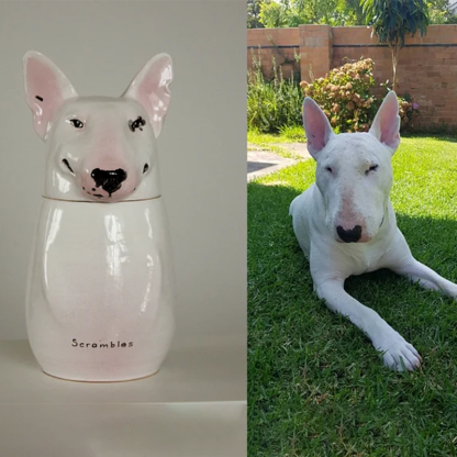 Custom Pet Portrait, Personalized Cookie Jar with Lid, Ceramic Portrait from Photo Figurine, Art Cat Sculpture, Dog Mom Lover Gift, Pet Loss Gift
