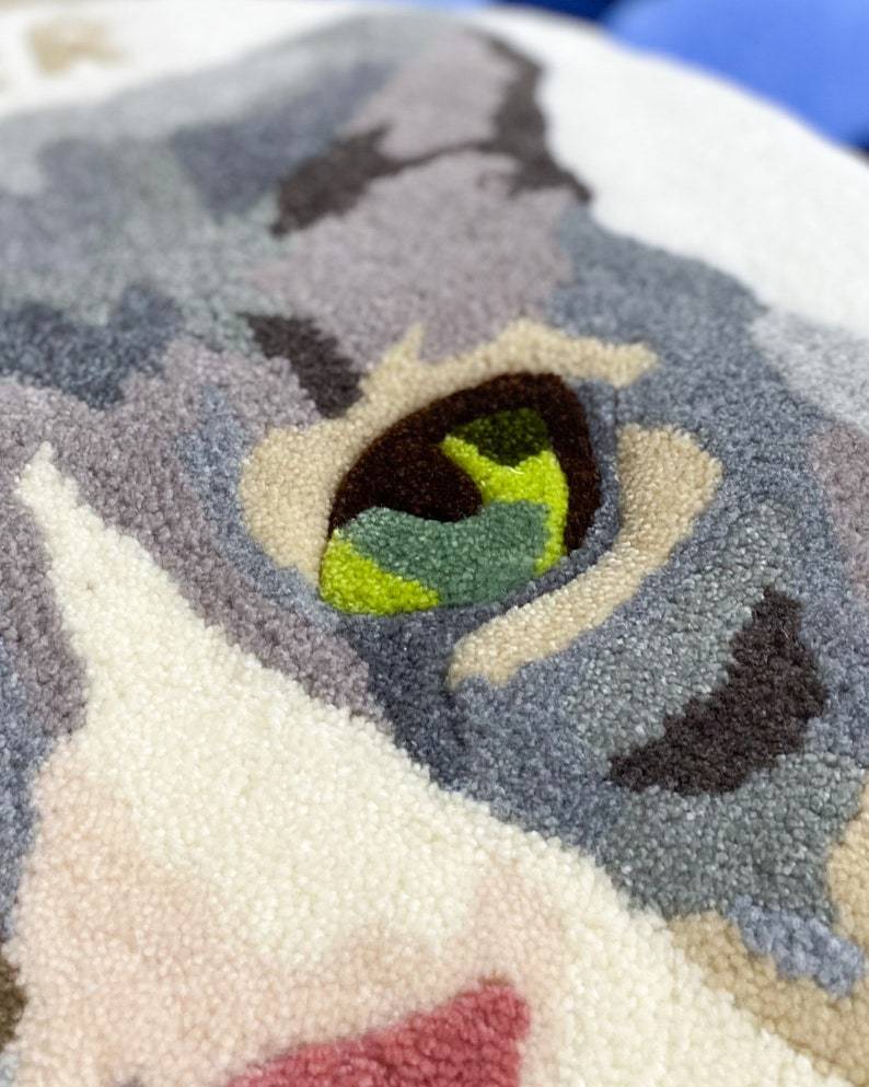 Custom Pet Portrait Tufted Rug, Personalized Animals Rug, Cat Portrait Handmade Rug
