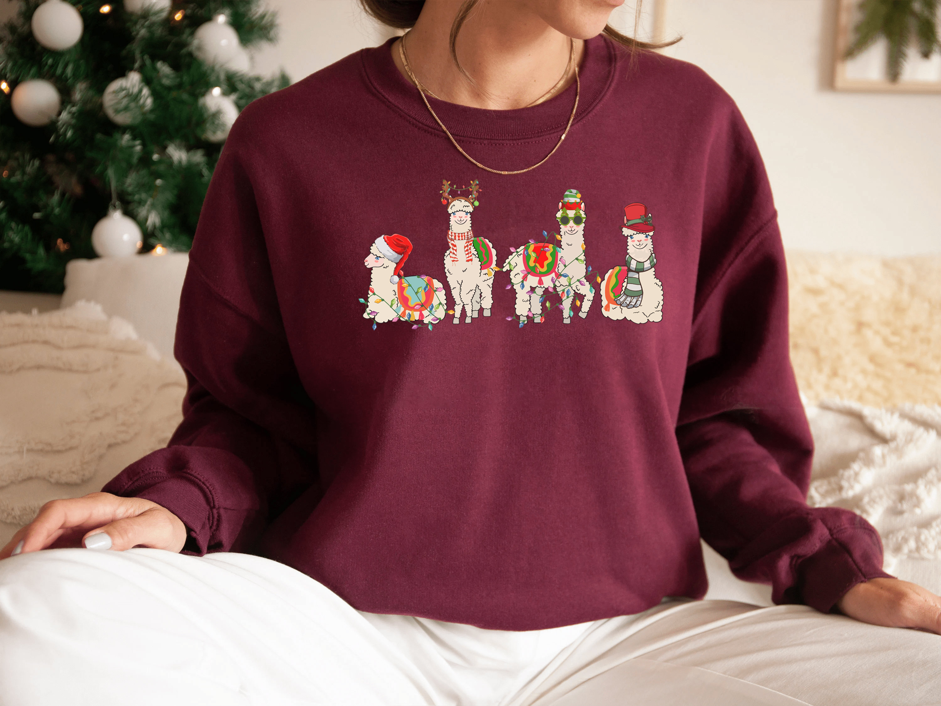 Funny Christmas Alpaca Sweatshirt, Llama Holiday Shirt, Christmas Sweatshirt, Animal Xmas Gifts