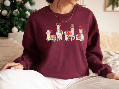 Funny Christmas Alpaca Sweatshirt, Llama Holiday Shirt, Christmas Sweatshirt, Animal Xmas Gifts