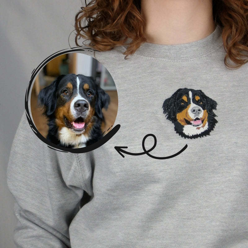 Personalized Pet Portrait Embroidered Center Sweatshirt