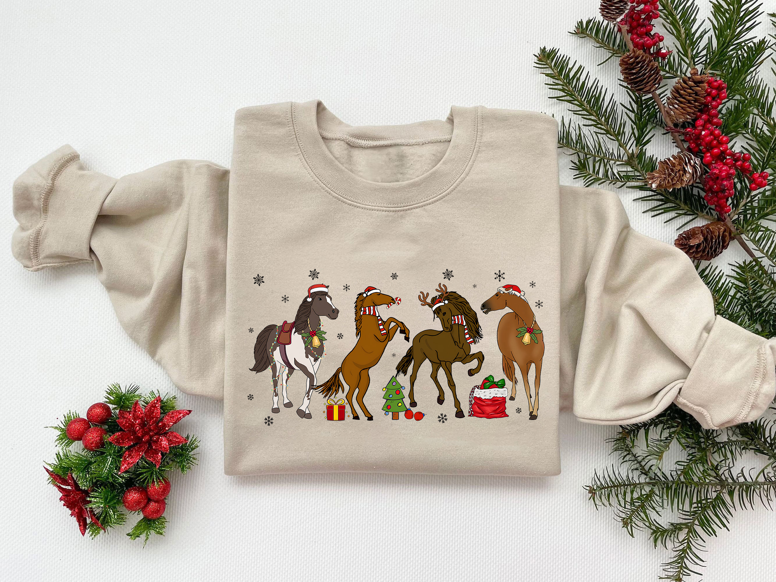 Christmas Horse Sweatshirt, Merry Horsemas Shirt, Christmas Farm Animals Shirt, Horse Lover Shirt