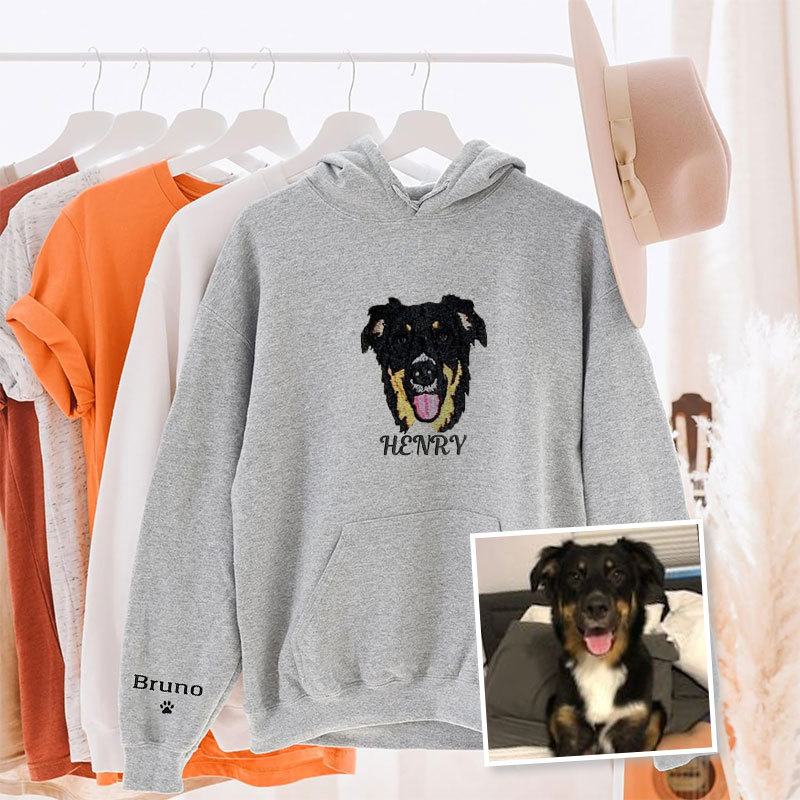 Custom Embroidered Pet Sweatshirt, Personalized with Your Pet’s Photo Embroidery Hoodie