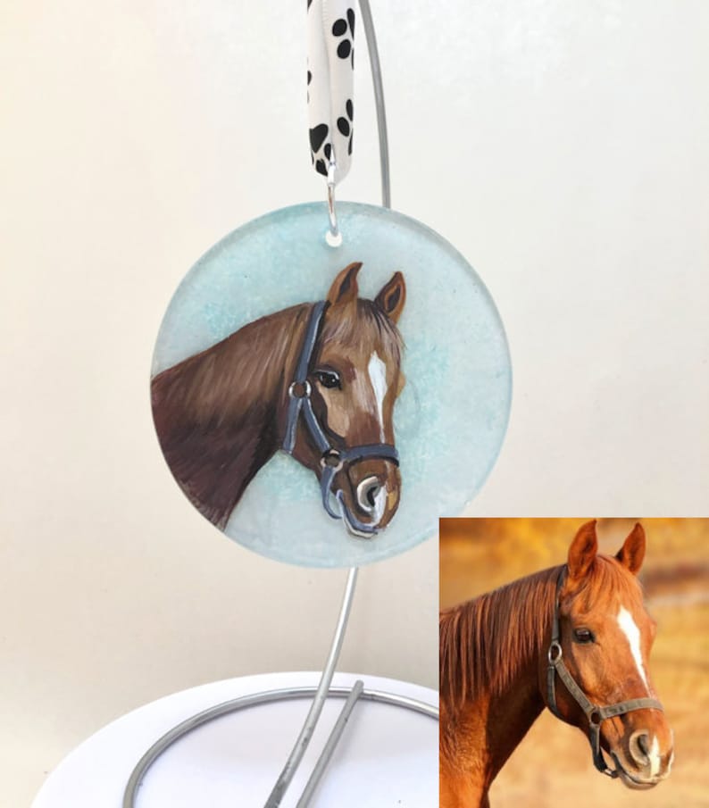 ORNAMENT Flat - with your pet's hand painted portrait (1/8" flat glass disk)