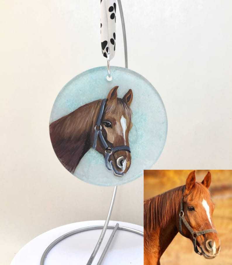 ORNAMENT Flat - with your pet's hand painted portrait (1/8" flat glass disk)