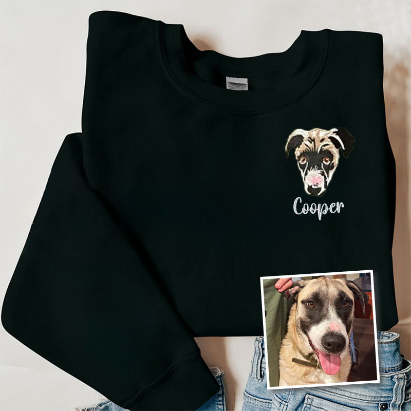 Personalized Pet Portrait Embroidered Sweatshirt T-shirt Hoodie