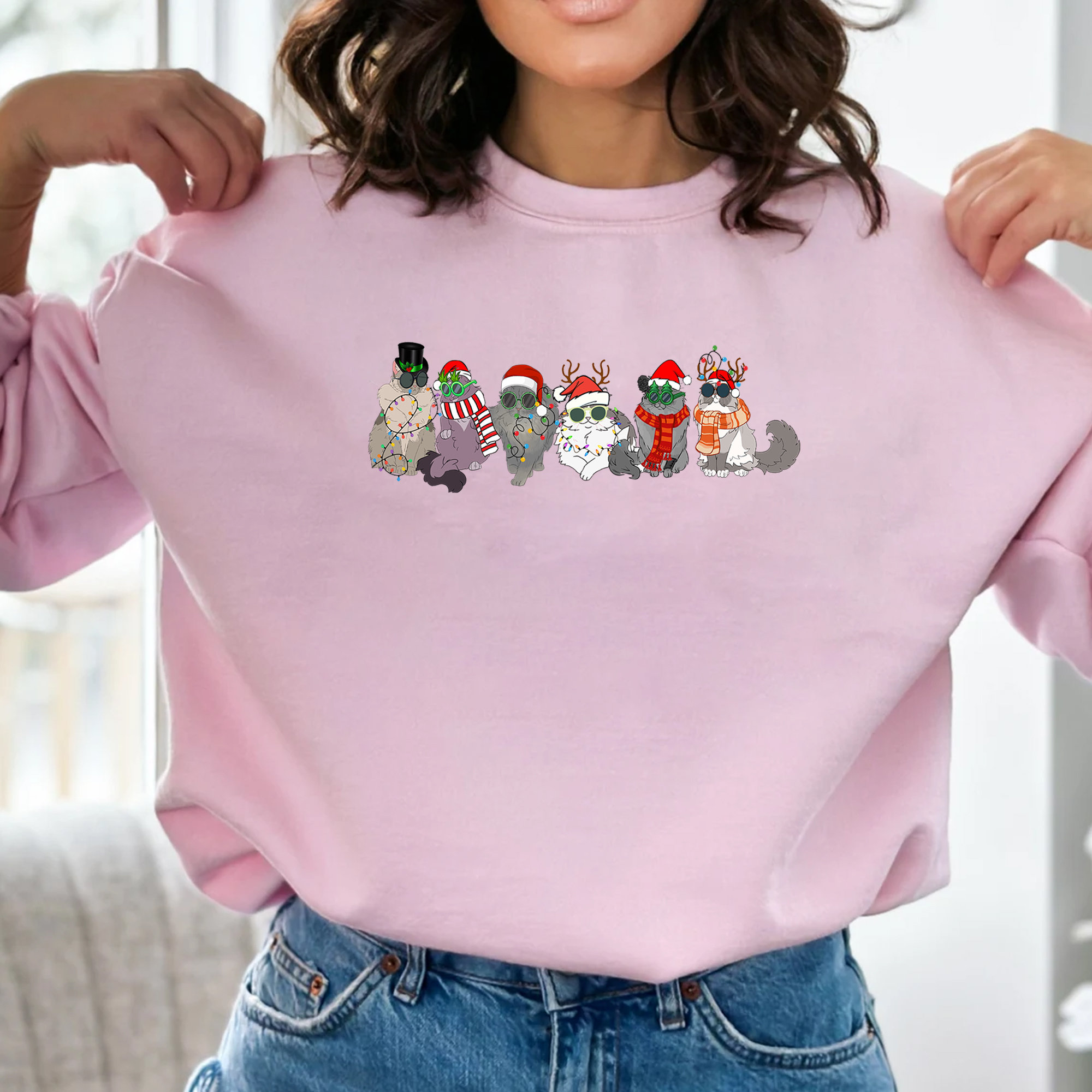 Funny Cats Christmas Sweatshirt - Meowy Christmas Shirt For Cat Lovers