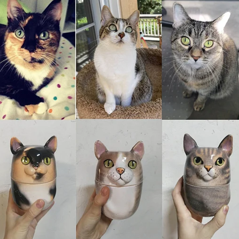 Custom Pet Portrait, Personalized Cookie Jar with Lid, Ceramic Portrait from Photo Figurine, Art Cat Sculpture, Dog Mom Lover Gift, Pet Loss Gift