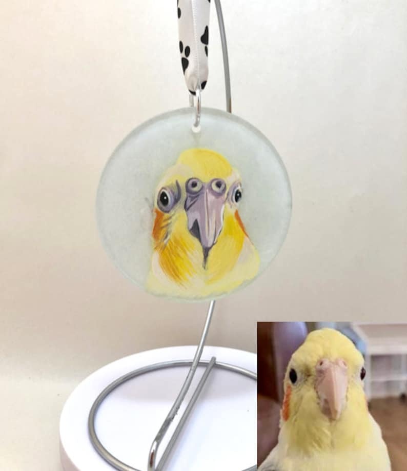 ORNAMENT Flat - with your pet's hand painted portrait (1/8" flat glass disk)