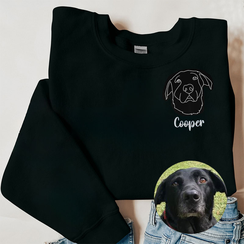 Custom Embroidered Pet Outline Portrait Hoodie/Sweatshirt/T-shirt