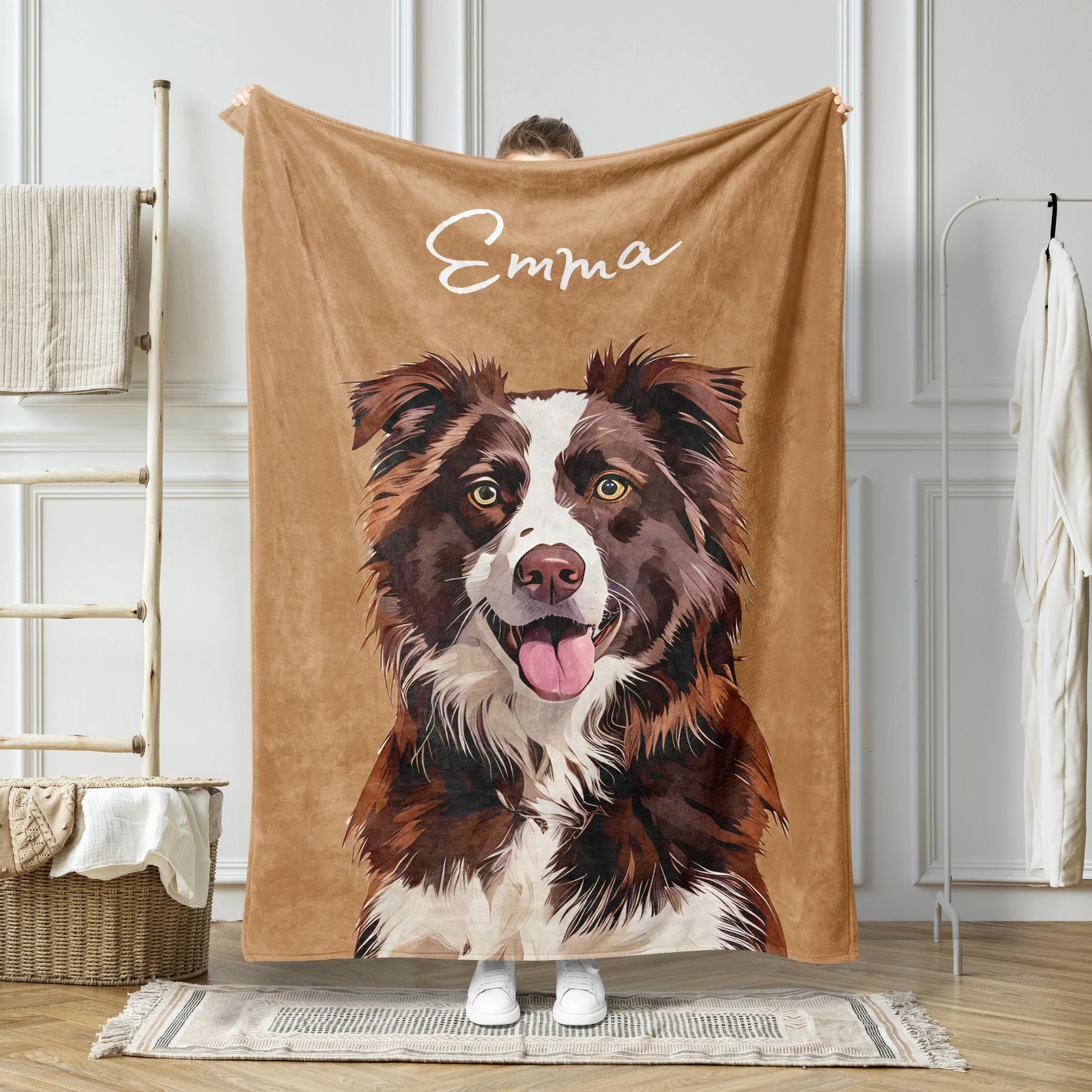 Custom Pet Blanket Using Pet Photo + Name Custom Dog Portrait Blanket Personalized Dog Blankets Cat Picture Blanket Pet Photo Dog Dad Gift