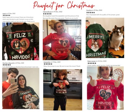 MEOWY CHRISTMAS PET black red cutomised photo sweater, Add picture face image of your pet
