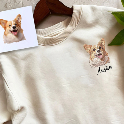 Personalized Pet Portrait Embroidered Sweatshirt