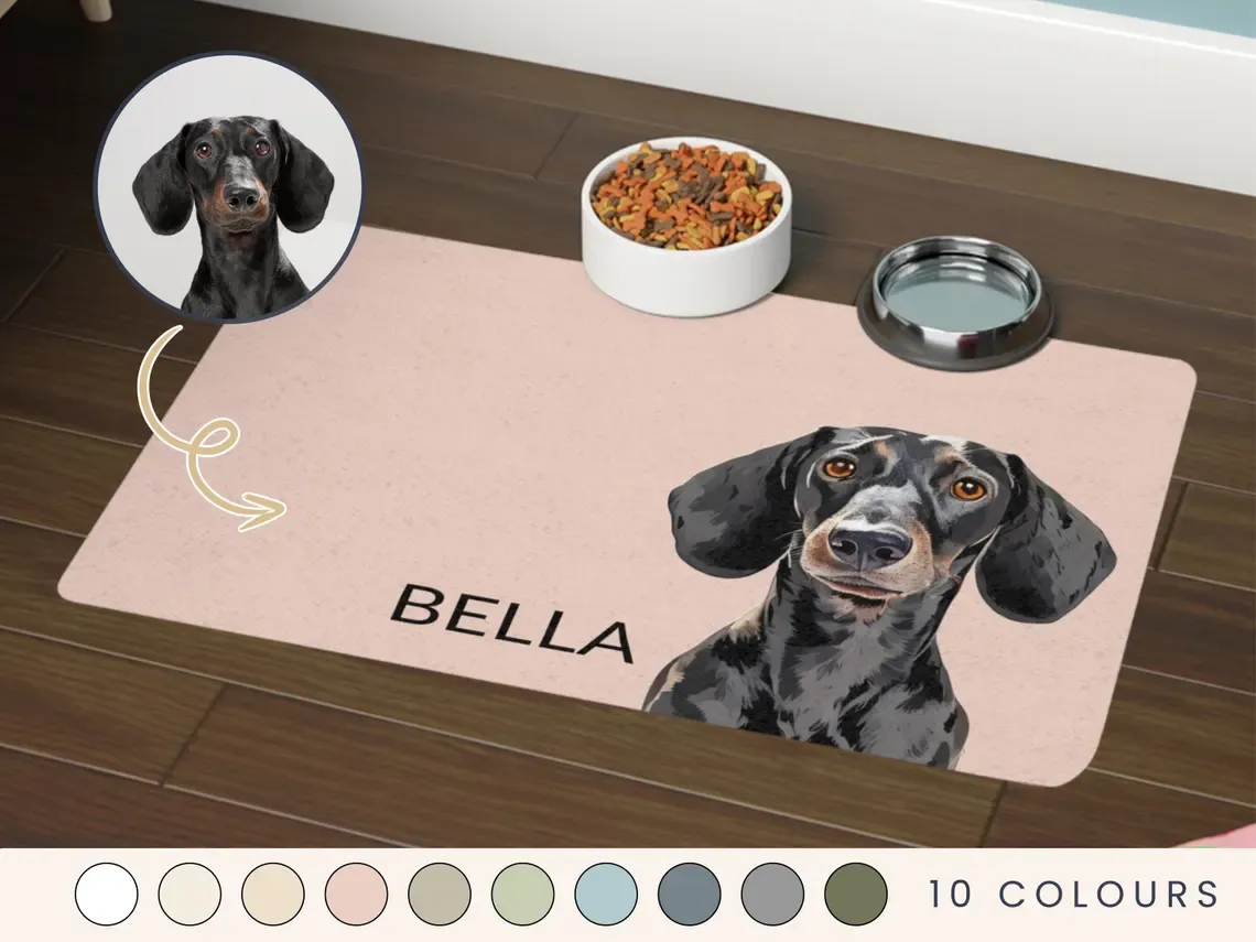 Personalized Pet Mats Using Pet Photo + Name Personalized Dog Food Mat Personalized Dog Placemat Custom Dog Bowl Mat
