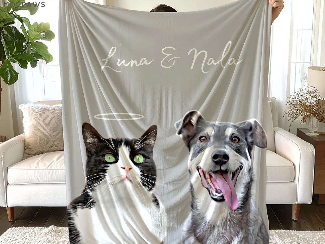 Custom Pet Blanket Using Pet Photo + Name
