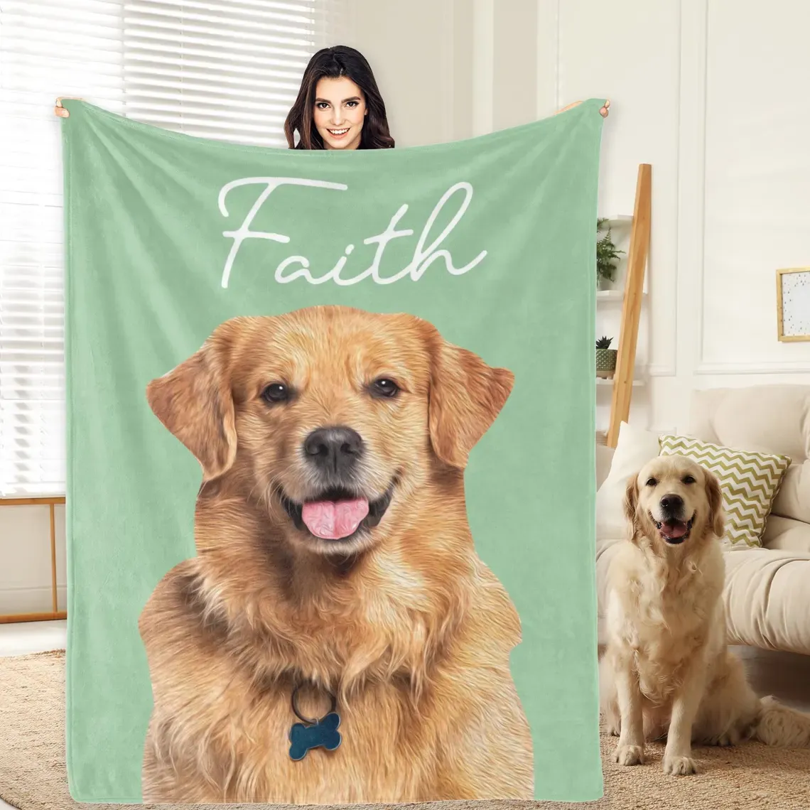Custom Pet Blanket Using Pet Photo + Name