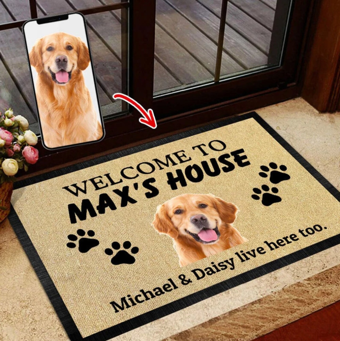 Custom Photo Welcome To House Dog Doormat