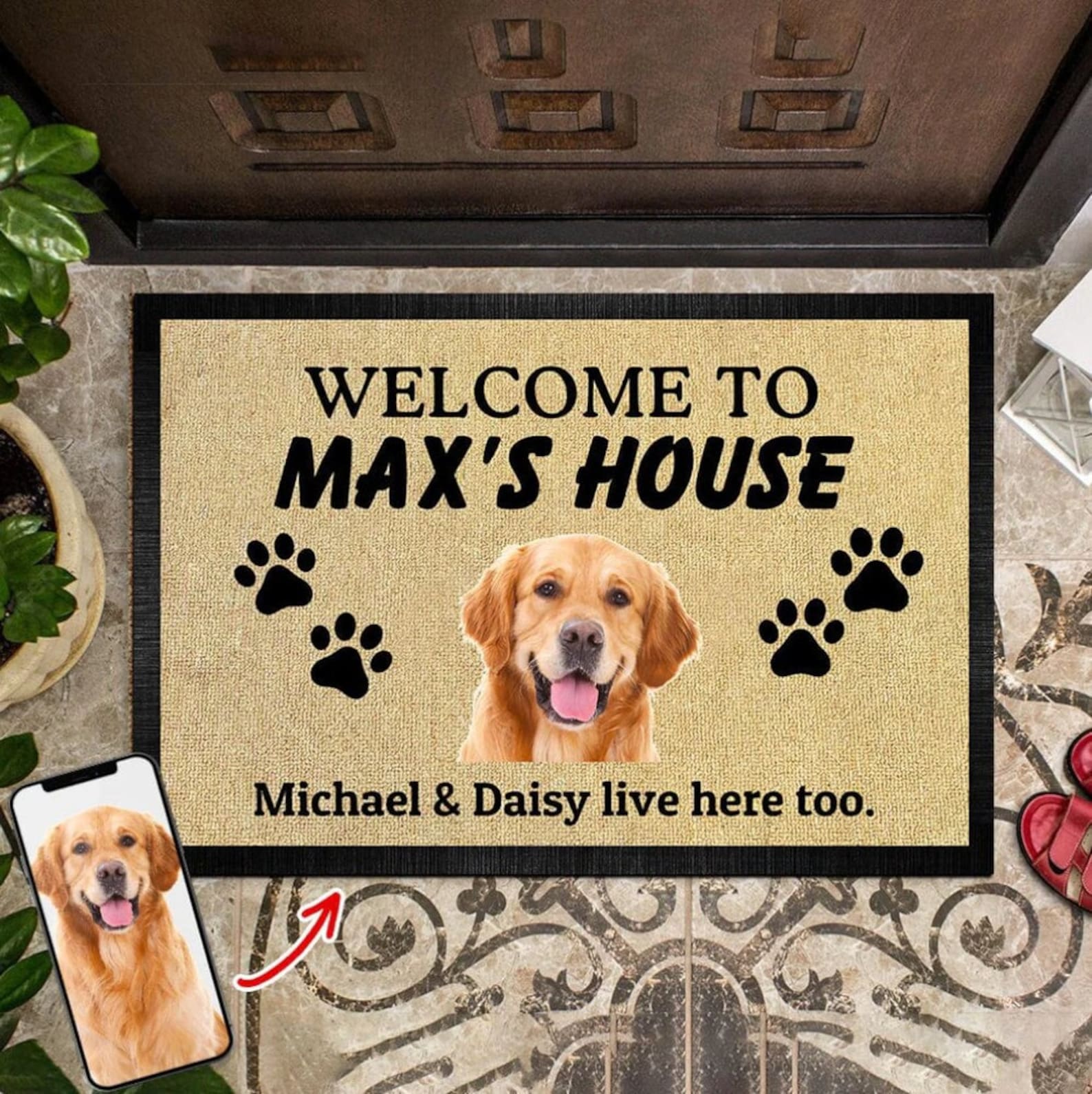 Custom Photo Welcome To House Dog Doormat