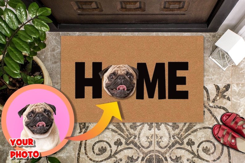 Custom Dog Photo Welcome Doormat, Home Mat with Dog's Picture, Personalized Pet Housewarming Gift for Dog Owners, Dog Gift