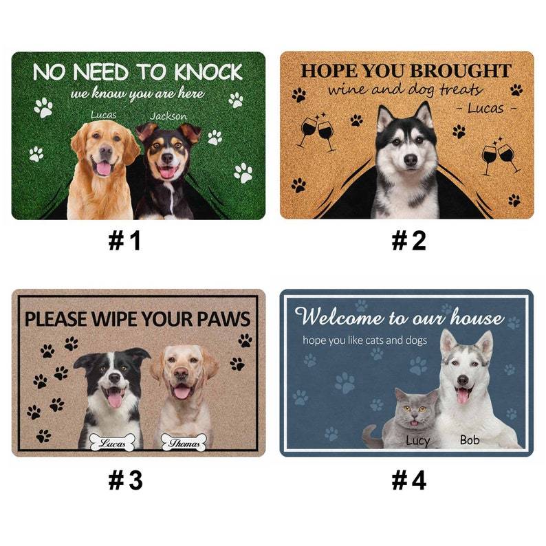 Personalized Pet Photo Doormat, Custom Cat Doormat, Dog&Cat Lover Housewarming Outdoor No Slip Mat