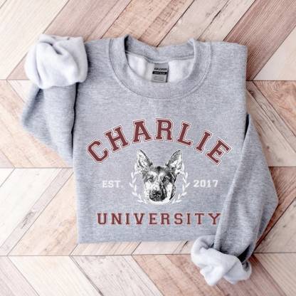 Custom Pet Face Portrait Unisex Crewneck Sweatshirt, Personalized College Varsity Sweatshirt