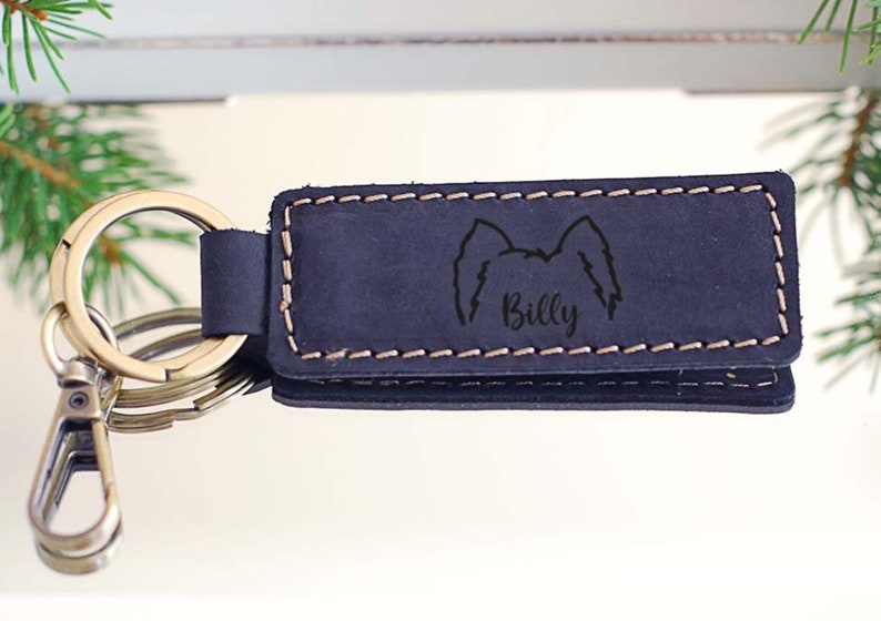 CUSTOM Dog Owner Gift Ideas, Dog Gift, Genuine Leather Keyring