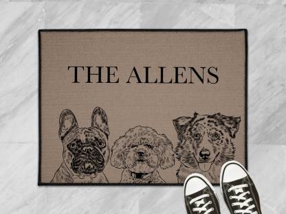 Custom Dog Portraits Doormat, Customized Pet Portrait Door Mat, Personalized Cat Portrait Welcome Mat Dog Floor Mat Rug, Pet Portrait Gift