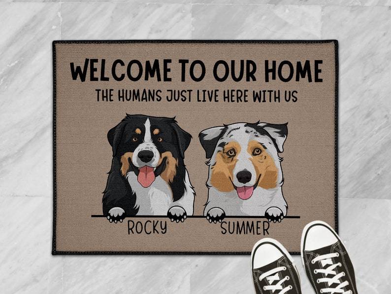 Custom Pet Portraits Doormat, Customized Dog Portrait Door Mat, Personalized Cat Portrait Welcome Mat Dog Floor Mat Rug, Pet Portrait Gift