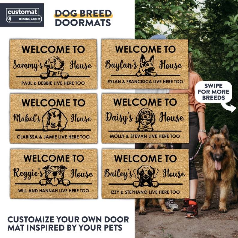 Personalized Custom Dog Breed Doormat - Custom Dog Portrait for Dog Lovers - Unique Home Decor Gift for Dog Owners