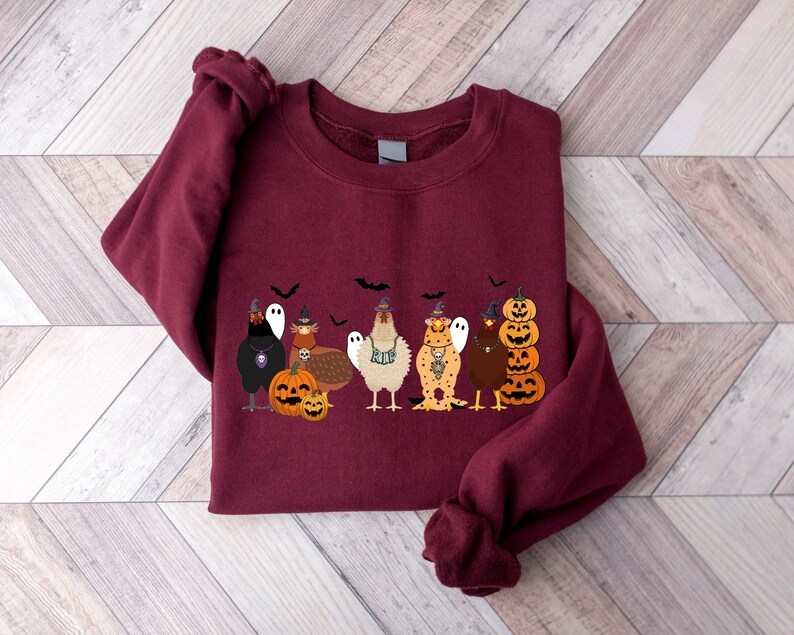 Cute Halloween Chickens Sweatshirt, Halloween Chickens Lover Sweatshirt, Funny Halloween Sweater, Halloween Chicken Gift, Thanksgiving Shirt