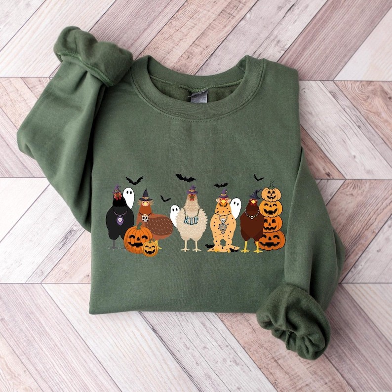 Cute Halloween Chickens Sweatshirt, Halloween Chickens Lover Sweatshirt, Funny Halloween Sweater, Halloween Chicken Gift, Thanksgiving Shirt