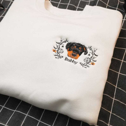 Personalized  Pets Embroidered Sweatshirt, Custom Halloween Pets Sweatshirt, Creepy Halloween Sweatshirt