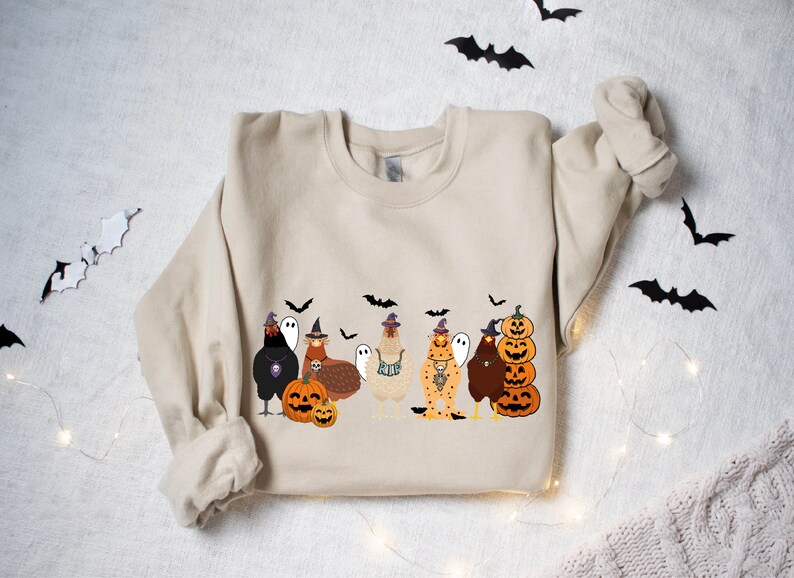 Cute Halloween Chickens Sweatshirt, Halloween Chickens Lover Sweatshirt, Funny Halloween Sweater, Halloween Chicken Gift, Thanksgiving Shirt