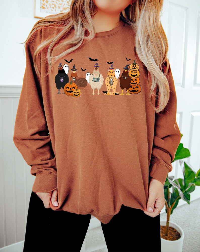 Cute Halloween Chickens Sweatshirt, Halloween Chickens Lover Sweatshirt, Funny Halloween Sweater, Halloween Chicken Gift, Thanksgiving Shirt